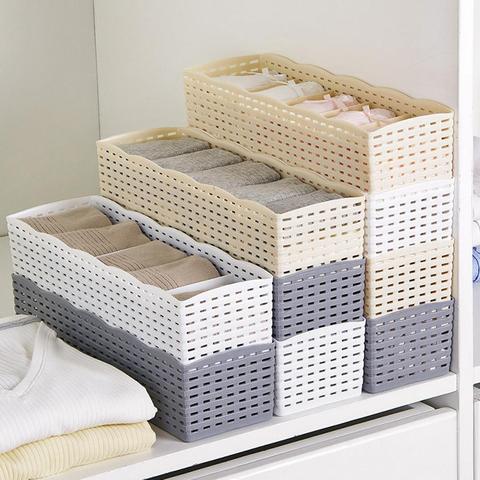 Panier de rangement de sous-vêtements, 5 grilles, panier de rangement de chaussettes, boîte de rangement de garde-robe, conteneur de serviette, panier à linge, boîte de rangement d'articles divers ► Photo 1/6