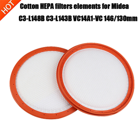 Aspirateur de remplacement lavable rond, filtres HEPA en coton pour Midea C3-L148B, C3-L143B, VC14A1-VC, 146/130mm ► Photo 1/4