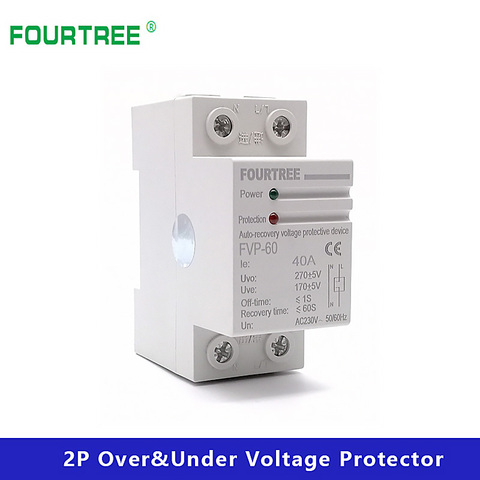 Dispositif de Protection contre la surtension et la sous-tension, reconnexion automatique, relais de Protection 32/40/50/60a AC 220V Din Rail ► Photo 1/6