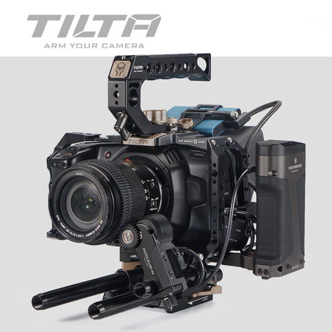 Cage de caméra Tilta BMPCC 4K 6K TA-T01-A Cage noire pleine Cage pour BlackMagic BMPCC4K 6K poignée supérieure poignée latérale tactique finie ► Photo 1/6