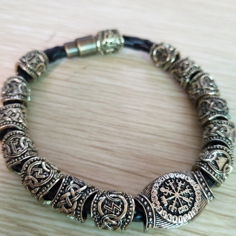 Nostalgie Vikings accessoires Runes runiques perles bijoux à bricoler soi-même hommes femmes Viking Bracelet décoration bracelets avec breloques perles ► Photo 1/6
