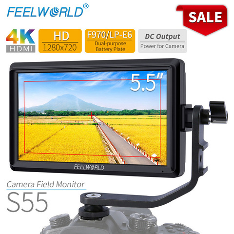 FEELWORLD S55 5.5 pouces DSLR caméra moniteur 4K HDMI LCD IPS HD 1280x720 écran de champ d'affichage 8.4V DC sortie pour Nikon Sony Canon ► Photo 1/6