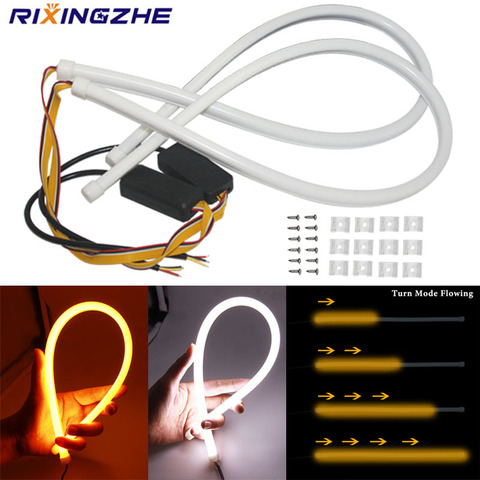 2 pièces DRL bande de LED coulant voiture lumière courante ange yeux LED 30cm 45cm 60cm Tube bande feux de jour Flexible LED ► Photo 1/6