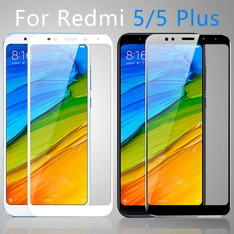 Coque sur Ksiomi Redmi 5 Plus verre trempé pour Xiaomi Redme Remi hyomi Redmi5 5 plus Film de protection d'écran couverture complète ► Photo 1/6