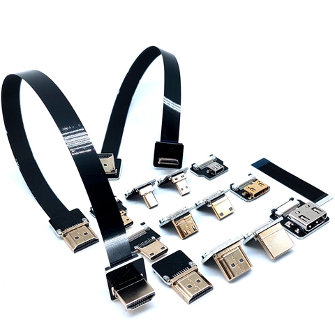 Câble plat FPV HDMI, Angle haut/bas, Micro HDMI vers HDMI, 90 degrés, flexible, broche 20 broches, prise hdmi, raspberry 4 ► Photo 1/6