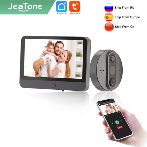 Jeatone – sonnette de porte intelligente Tuya, wi-fi, avec caméra 720P/110 °, détection de mouvement PIR 24H, écran LCD 4.3 pouces ► Photo 1/6