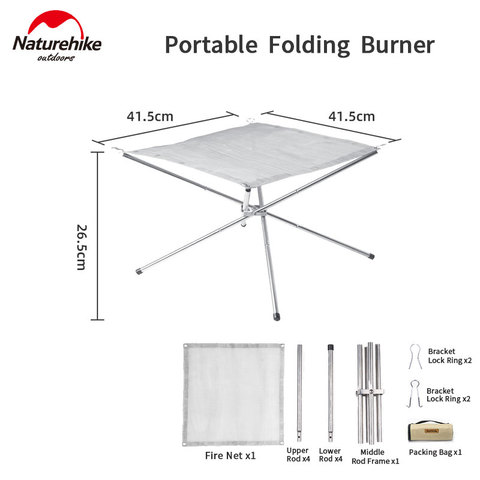 Naturehike – Mini poêle à barbecue pliable, Portable, rapide, filet de barbecue en acier inoxydable, Camping en plein air, maison, amovible, facile à installer ► Photo 1/6