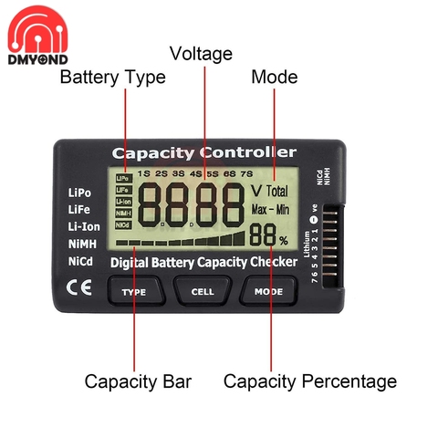 1-7S numérique batterie capacité détecteur affichage de puissance LCD vérificateur testeur contrôleur de tension LiPo vie Li-ion NiMH Nicd pour voiture RC ► Photo 1/6