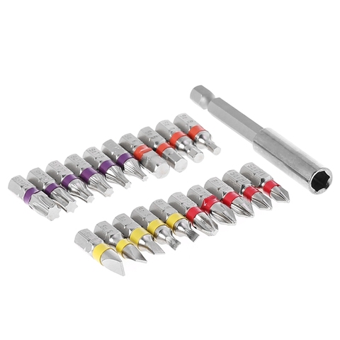 20 pièces Torx plat tournevis hexagonal jeu d'embouts PH tête couleur codée avec support magnétique ► Photo 1/6