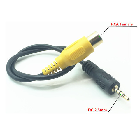 Câble adaptateur RCA femelle vers 2.5mm mâle, caméra de recul AV-IN vers GPS, 30cm, 1 pièce ► Photo 1/1