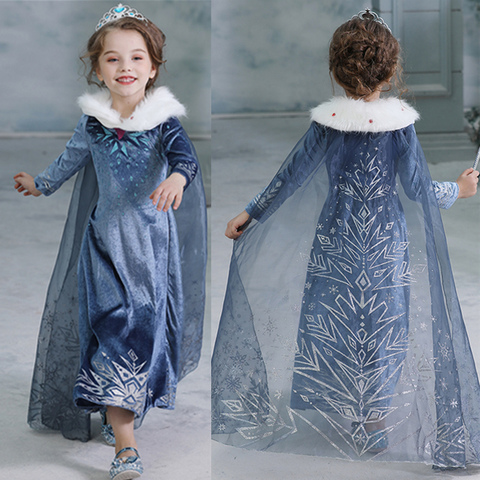 2022 hiver Elsa robe pour filles Halloween fille Cosplay fête robe de noël Costume pour filles princesse robe enfants vêtements ► Photo 1/6