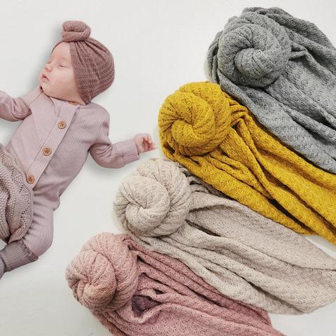 Chapeau tricoté en forme de gaufre solide pour bébé, Turban pour nouveau-né, fille et garçon, 3M-5T ► Photo 1/6