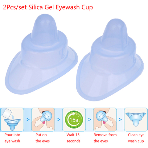 2 pièces oculaire lavage des yeux tasse Silicone réutilisable médical doux yeux bain tasse yeux lavage tasse pour personnes âgées femmes hommes enfants ► Photo 1/6