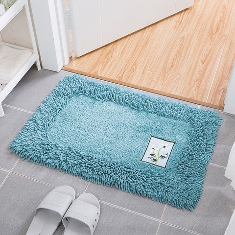 Tapis de salle de bains en coton Polyester, tapis de bain avec fleurs brodées, antidérapant, pour les toilettes, pour la salle de bain, pour le sol, pour la salle de bain, en TPR ► Photo 1/6