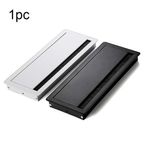 1PC en alliage d'aluminium PC bureau Rectangle fil câble oeillet bureau Table trou couverture sortie Port avec noir brosse câble organisateur ► Photo 1/6