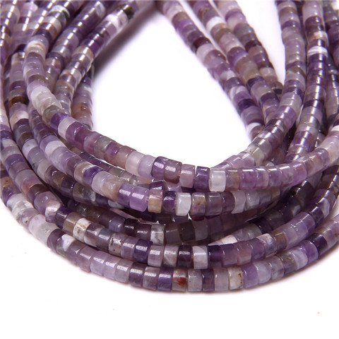 Rondelle naturelle améthystes perles 15.5 ''brin 2x2x4MM roue ronde perle violet cristal Quartz perlé pour la fabrication de bijoux bricolage ► Photo 1/5