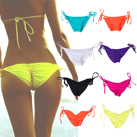 Maillot de bain brésilien classique pour femmes, culotte de Bikini, avec attaches latérales, culotte de maillot de bain, maillots de bain femmes ► Photo 1/6