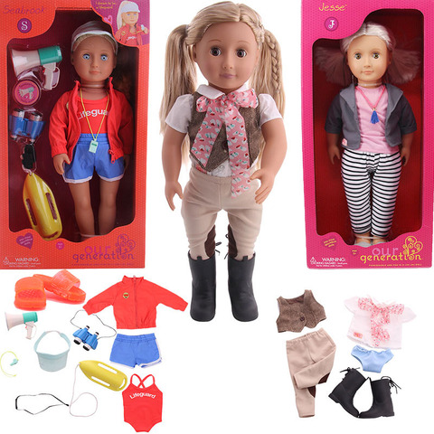 18 pouces notre génération poupée américaine + vêtements de poupée + chaussures de poupée + accessoires de poupée, jouets de fille, cadeau de vacances (sans boîte) ► Photo 1/6