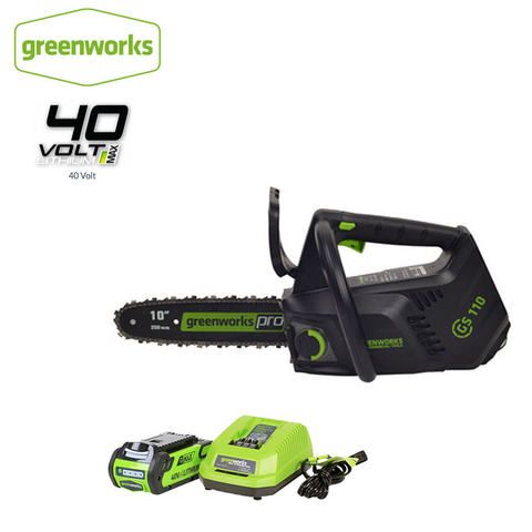 Greenworks 40v scie à chaîne sans fil Brushless une main actionner la tronçonneuse barre de guidage de 10 pouces avec batterie 4Ah et chargeur, retour gratuit ► Photo 1/6