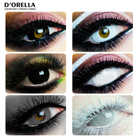 D'ORELLA – lentilles de Contact Cosplay colorées pour les yeux, 1 paire (2 pièces), série noire et blanche ► Photo 1/6