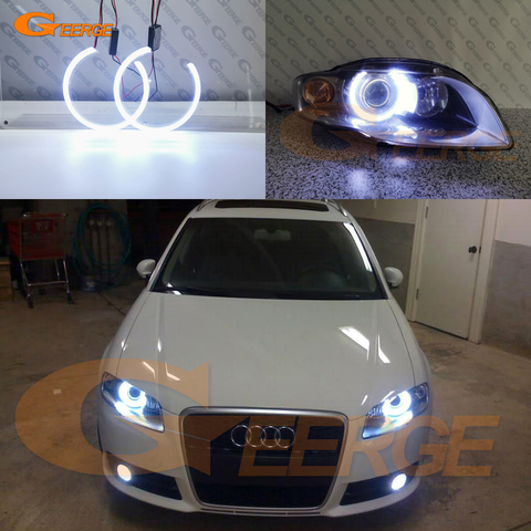 Excellent kit d'yeux d'ange led COB Ultra lumineux halo anneaux lumière du jour pour Audi A4 S4 RS4 B7 2004 2005 2006 2007 2008 2009 ► Photo 1/6