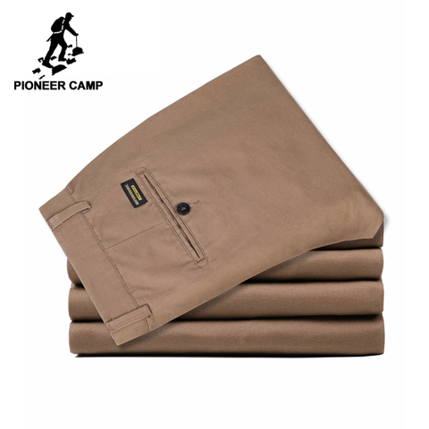 Pioneer Camp pantalons décontractés unie homme marque vêtements stretch classique homme pantalon coupe étroite pour homme grande taille bleu de foncé kaki ► Photo 1/6