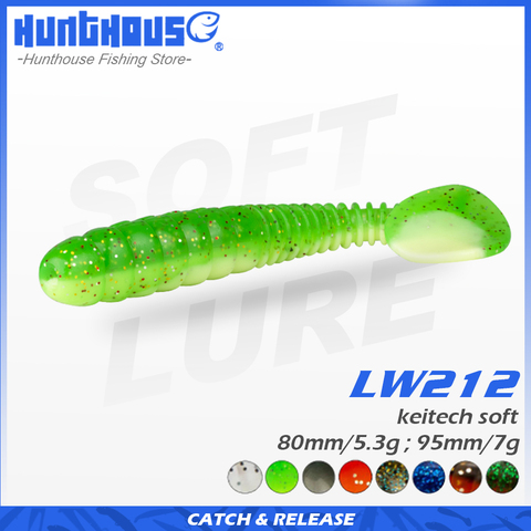 Hunthouse-leurre souple en silicone pour la pêche à la perche ombre, appât artificiel idéal pour la pêche au brochet ou à la keitech, 80mm, 5.3g, 5 sachets, lw212 ► Photo 1/6