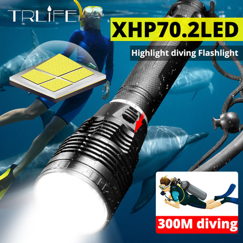 XHP70.2 plongée clignotant 26650 IPX8 étanche plongée sous-marine lumière plongée torche lampe lanterne puissante lumière pour plongeur ► Photo 1/6