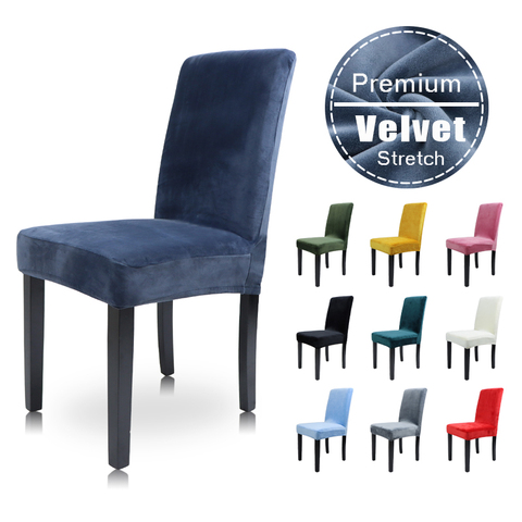 Airldianer – housse de chaise en velours, extensible, en peluche, en Spandex, de couleur unie, pour la maison et la salle à manger ► Photo 1/6