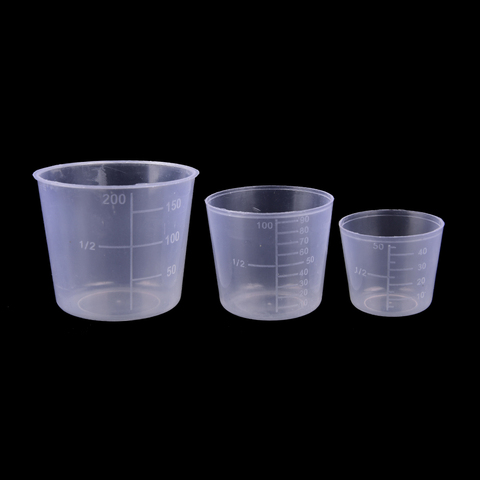 3 pièces/ensemble 200/100/50ml tasse à mesurer Labs plastique gradué béchers outils de cuisine accessoires ► Photo 1/6