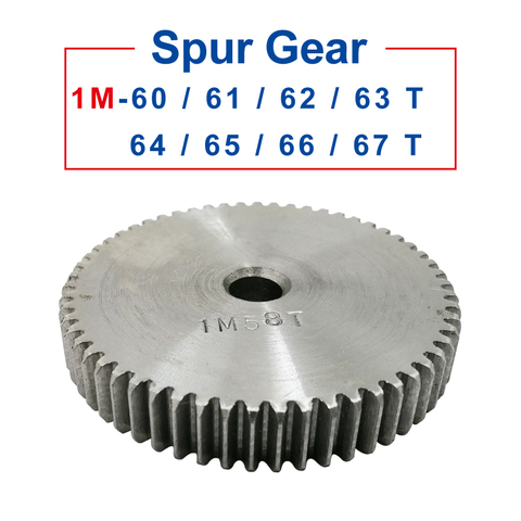 Engrenage à éperon 1M60/61/62/63/64/65/66/67T | Trou rugueux, roue à engrenage 8mm 45 # en acier au carbone, engrenage à moteur, hauteur totale 10mm 1 pièce ► Photo 1/6