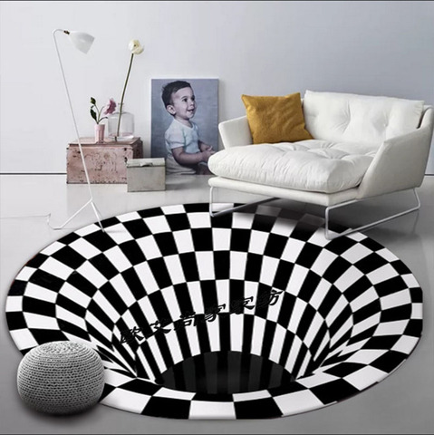 Tapis d'illusion de Vortex 3D, tapis circulaire stéréoscopique, tapis en spirale géométrique, imprimé tourbillon, zones d'illusion optique, tapis sans fond ► Photo 1/6