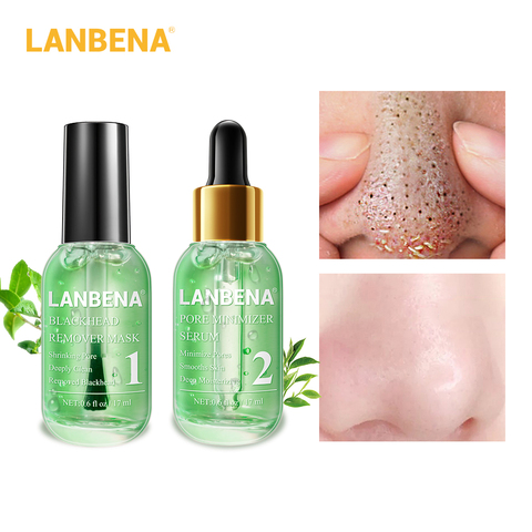 LANBENA visage sérum points noirs dissolvant rétrécissement pores traitement de l'acné nettoyage en profondeur lissage soins de la peau raffermissant Essence ensemble de beauté ► Photo 1/6