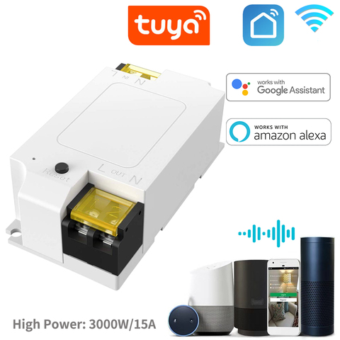 Bricolage Tuya haute puissance disjoncteur interrupteur de lumière intelligente minuterie WiFi APP télécommande pour Alexa Google Home pas de Hub requis ► Photo 1/6