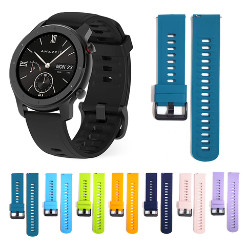 Bracelet de montre en Silicone, pour montre connectée Xiaomi Huami Amazfit Bip GTR 47mm 42mm, GTS Pace Stratos ► Photo 1/6