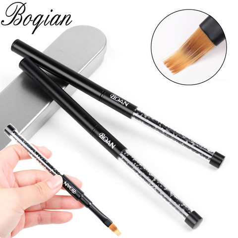 BQAN – brosse à ongles noire pour Gel UV, avec poignée en strass, pour peinture, dessin, dégradé, noir, Nail Art ► Photo 1/6