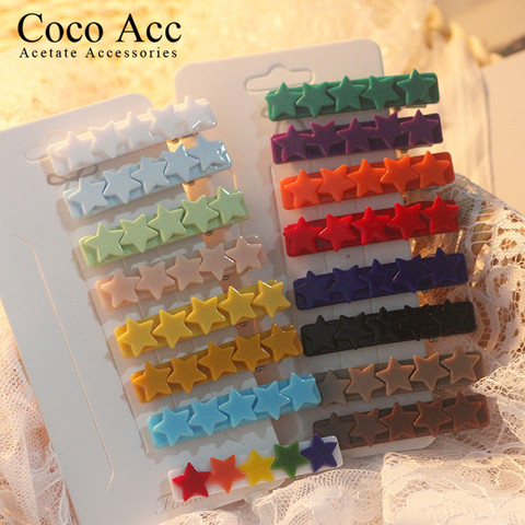 Bonbons couleur unie enfants acrylique étoile alligator cheveux en gros beaucoup de belles barrettes pentagramme explosion net coiffe rouge ► Photo 1/6