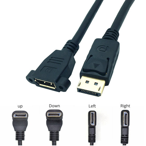 DP – câble d'extension DisplayPort mâle/femelle, montage sur panneau, Angle droit vers DisplayPort - 90 degrés ► Photo 1/6