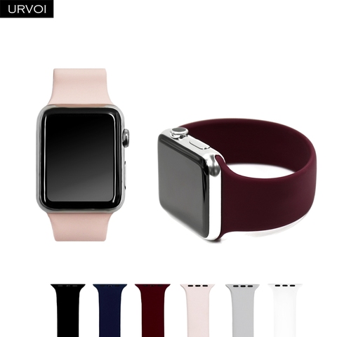 URVOI – boucle Solo pour Apple Watch sport série 6 SE 5 4 3 2 1, bracelet en caoutchouc de silicone liquide pour iWatch de remplacement extensible ► Photo 1/6
