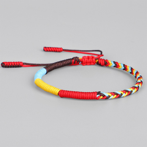 Bracelet bouddhiste tibétain imperméable fait à la main en fil de cire tissée, pour hommes et femmes, avec nœud d'amitié ► Photo 1/6