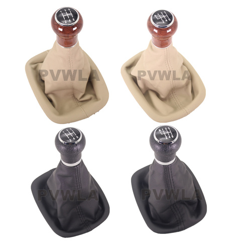 Pommeau de levier en cuir, 5/6 vitesses, levier de vitesse vitesses, pour VW Passat b5 b5.5, 1997, 1998, 1999, 2000, 2001, 2002, 2003, 2004, 2005 ► Photo 1/6