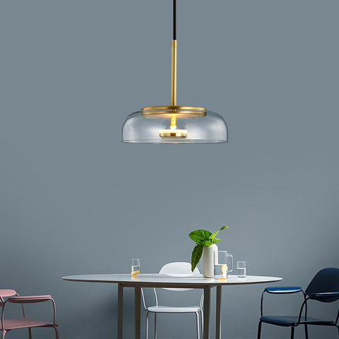 Lampe LED suspendue en verre au design nordique moderne, luminaire décoratif d'intérieur, idéal pour une salle à manger, une chambre à coucher ou une cuisine ► Photo 1/6
