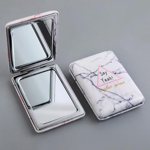 Miroir de maquillage Portable pliant en verre transparent, en métal, Faux cuir, pour fille, pour voyage, beauté, miroirs de poche pour femmes, cosmétiques ► Photo 1/6