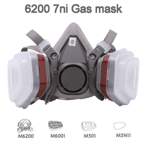 Masque à gaz industriel de Type 6200, avec filtre anti-poussière, à pulvérisation, pour le travail et la sécurité ► Photo 1/5