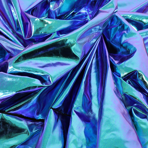 Feuille holographique en Spandex irisé, tissu extensible à 2 voies pour bricolage, Costume de léotard de scène, 60 pouces de large par mètre ► Photo 1/6