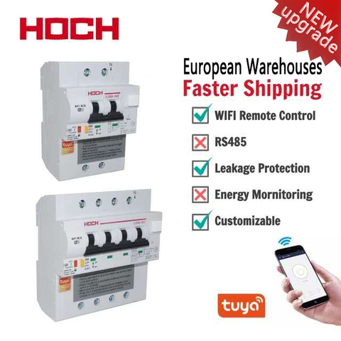 HOCH-disjoncteur WIFI ZJSB9-80Z RCBO, minuterie d'usine, télécommande, interrupteur automatique Intelligent Tuya & smart life ► Photo 1/6