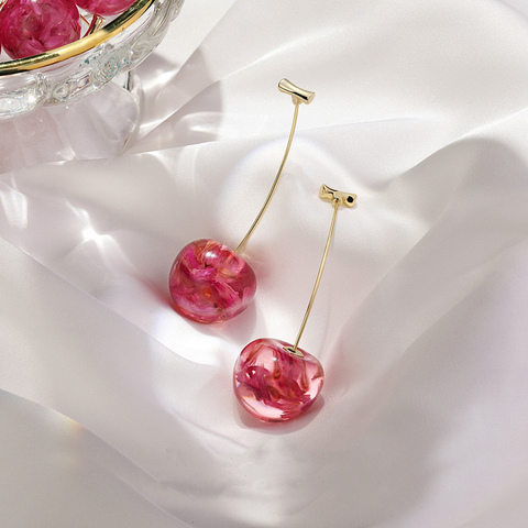 2022 nouveauté acrylique boucle d'oreille mode géométrique fine femmes Dropg6f2 boucles d'oreilles contracté doux cerise modélisation longues boucles d'oreilles ► Photo 1/6