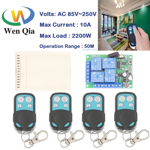 Wenqia-commutateur de télécommande | Contrôleur de relais sans fil AC 85V ~ 220V 10Amp 2200W 4CH 433MHz, contrôleur de récepteur pour Garage/ampoule/interrupteur de lumière ► Photo 1/6