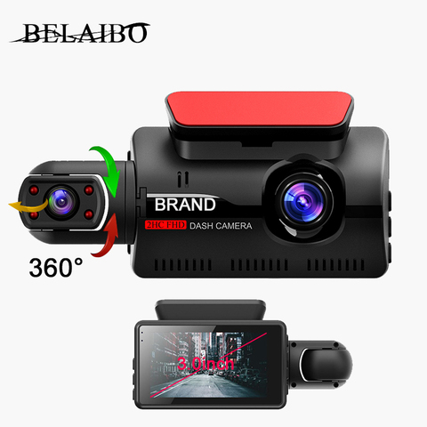 2 objectifs voiture enregistreur vidéo HD1080P Dash Cam voiture boîte noire 3.0 pouces IPS caméra enregistreur Vision nocturne g-sensor boucle enregistrement Dvr ► Photo 1/6