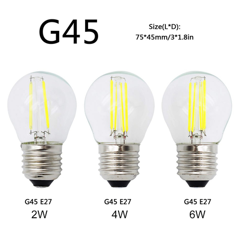 Ampoules à Filament LED Vintage E27, blanc 2W 4W 6W, remplacement de la lampe incandescente 60W 40W 20W, Base à vis G45, ampoule rétro Edison 220V ► Photo 1/6